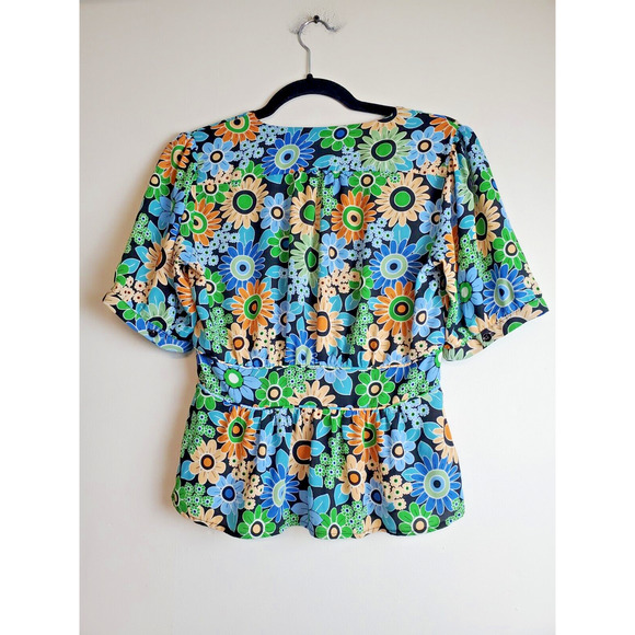 Cabi Womens Happy Top‎ Xs Retro Floral Bohemian Lightweight Peplum Flowers - Picture 6 of 12